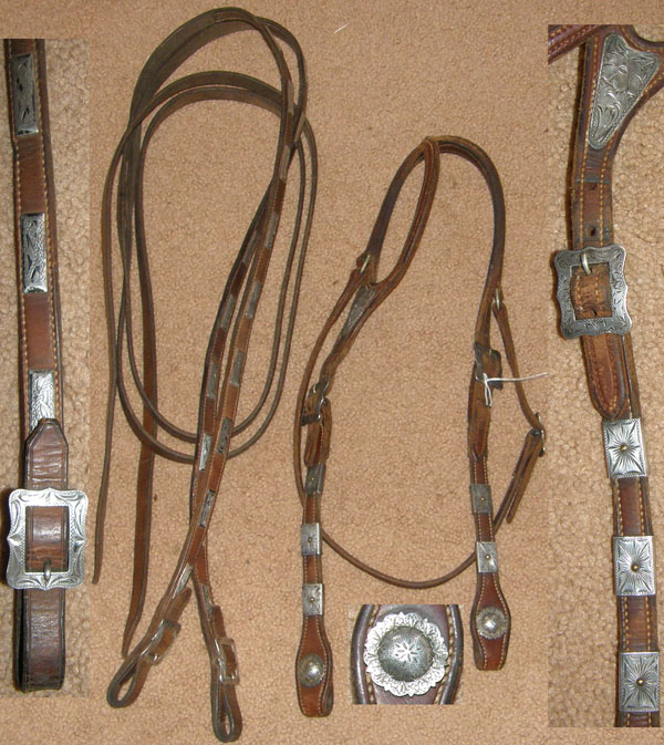Tough 1 Royal King Rawhide/Ferruled Silver Double Ear Headstall